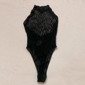 Shirley of Hollywood Black Lace Thong Bodysuit